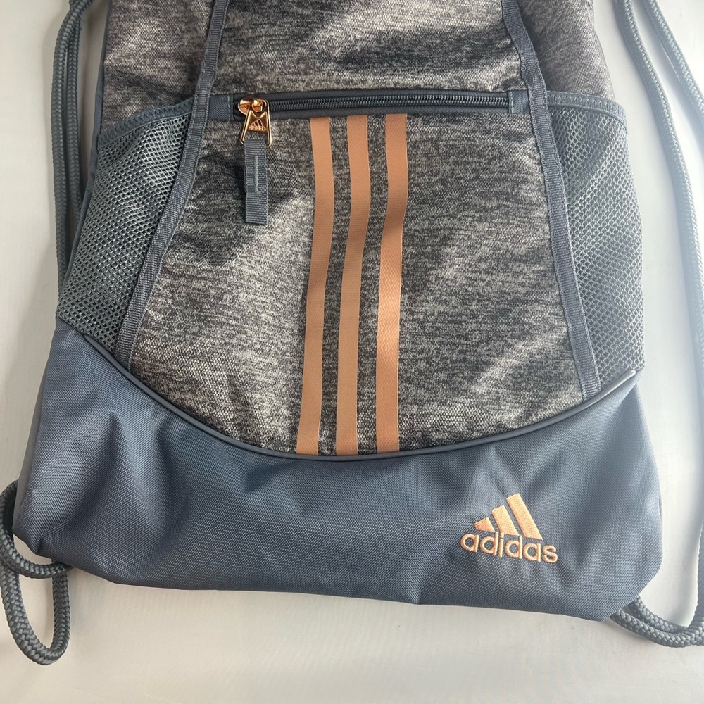 Adidas Alliance II Sackpack, Drawstring Bag Grey Metallic Stripes